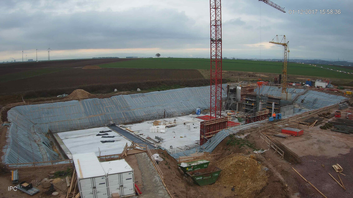 Ebersheim'da yeni yağmur suyu tutma havzası şantiyesi Aralık 2017