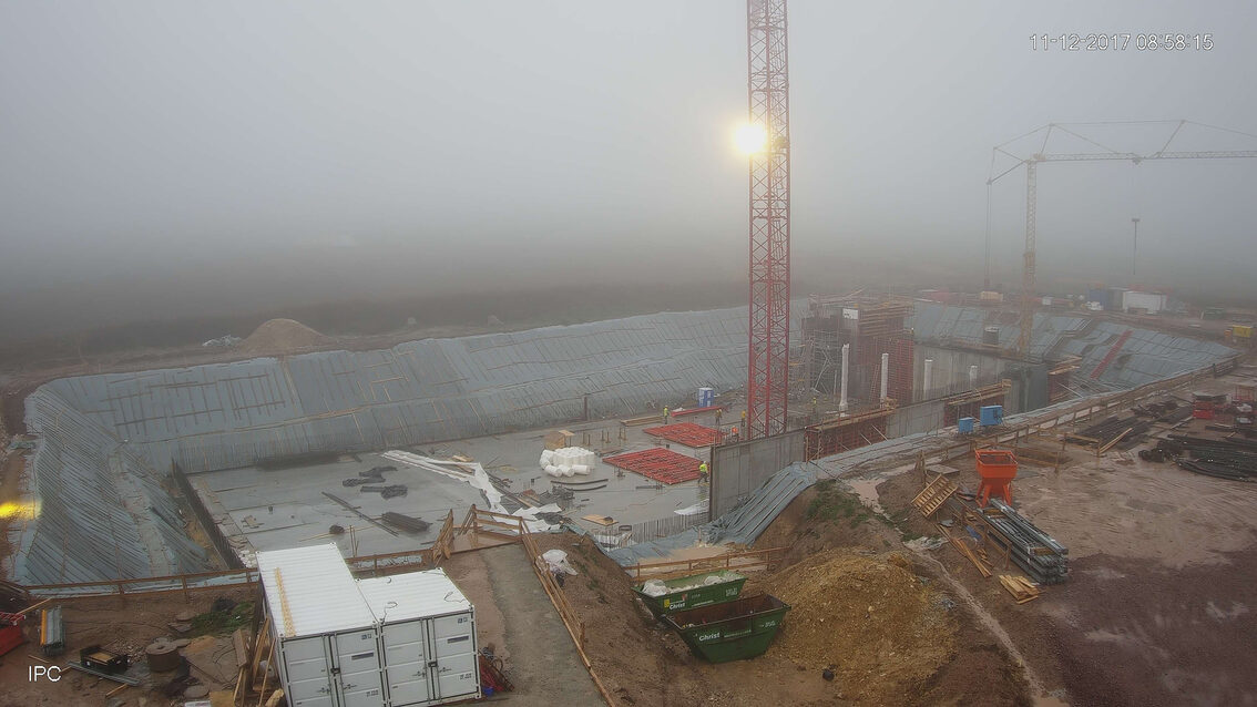 Ebersheim'da yeni yağmur suyu tutma havzası şantiyesi Aralık 2017