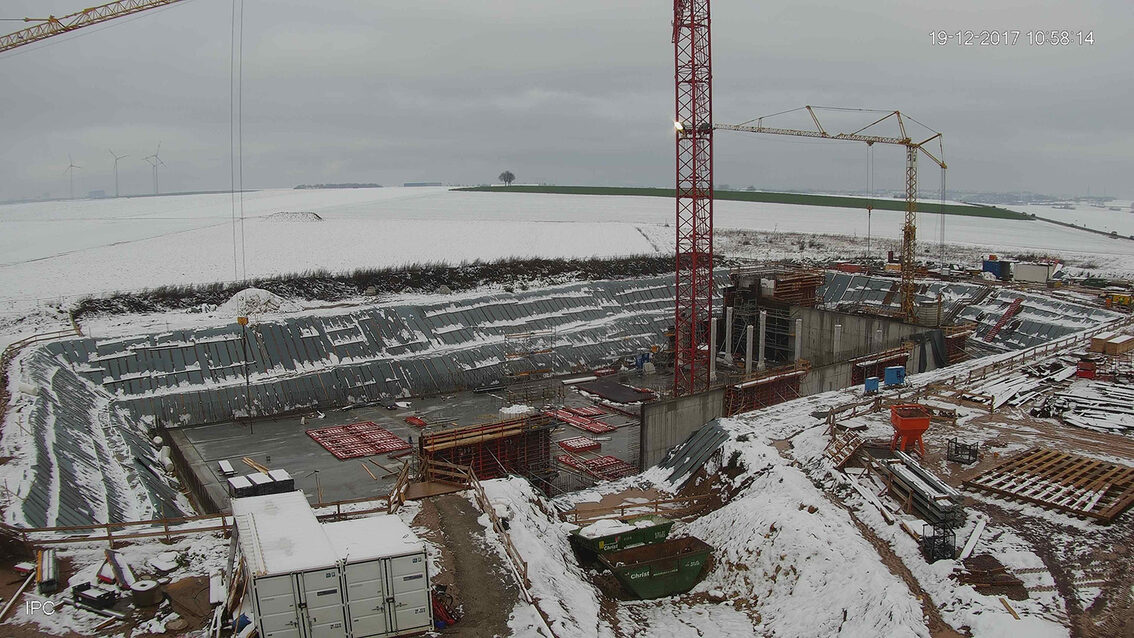 Ebersheim'da yeni yağmur suyu tutma havzası şantiyesi Aralık 2017