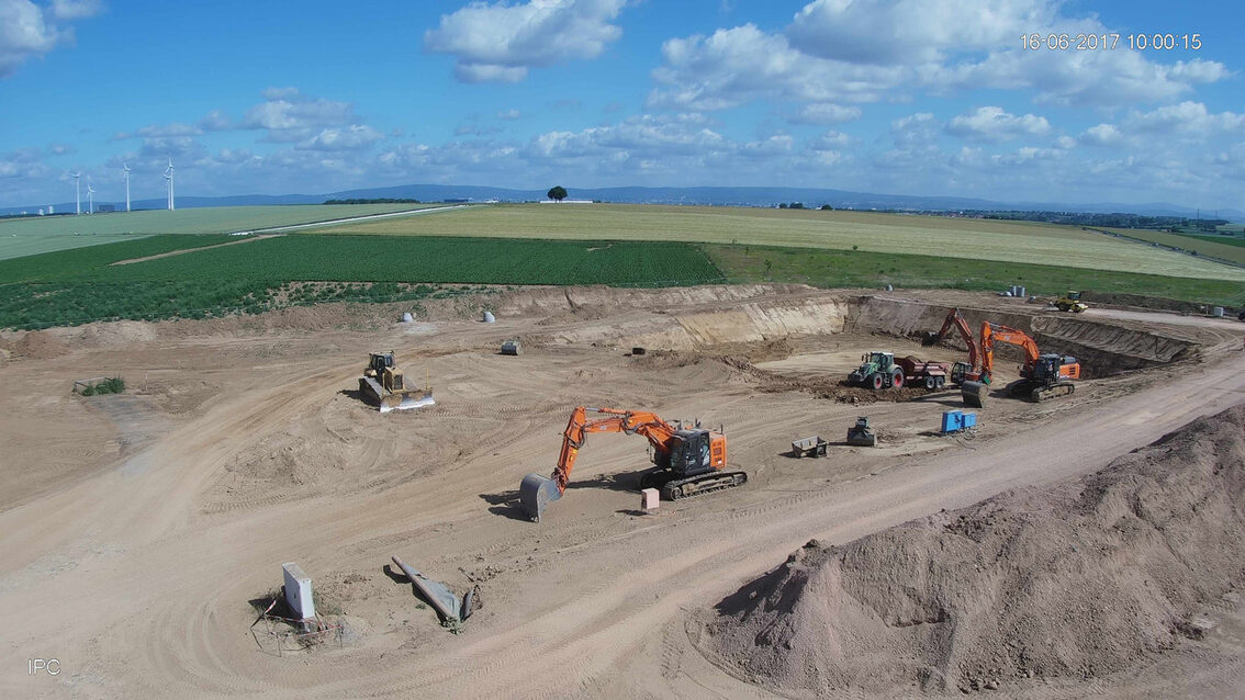 Ebersheim'da yeni yağmur suyu tutma havzası şantiyesi