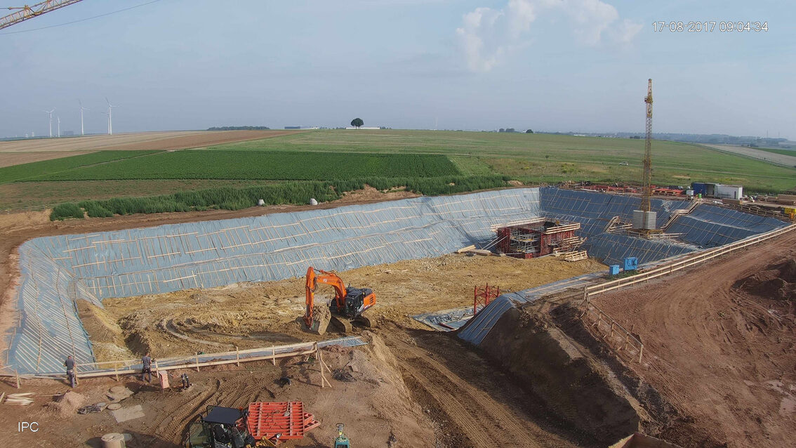 Ebersheim'da yeni yağmur suyu tutma havzası şantiyesi