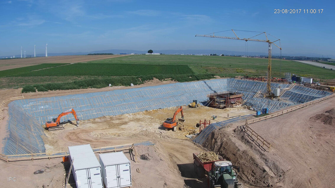 Ebersheim'da yeni yağmur suyu tutma havzası şantiyesi