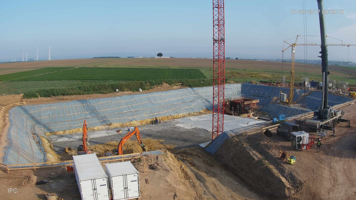 Ebersheim'da yeni yağmur suyu tutma havzası şantiyesi