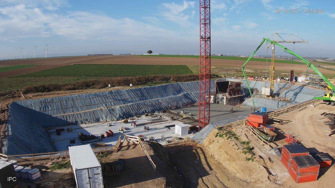 Ebersheim yağmur suyu tutma havuzunun yeni inşaatı Ekim 2017