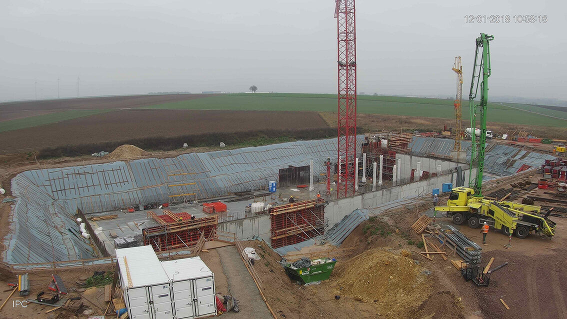 Ebersheim yağmur suyu tutma havuzunun yeni inşaatı Ocak 2018