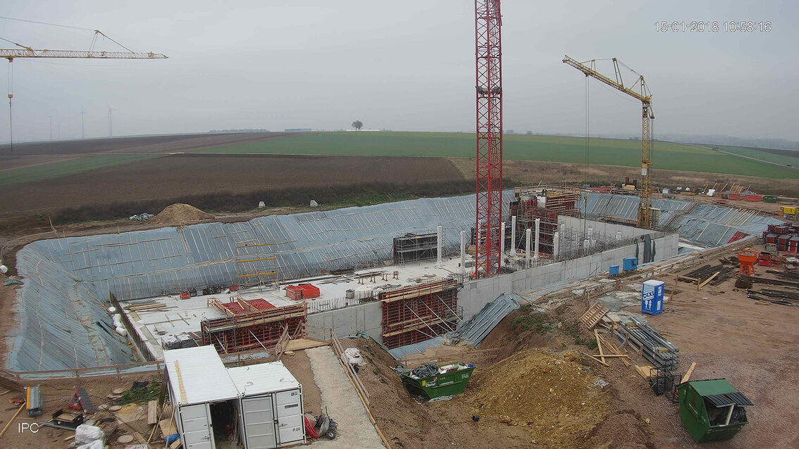 Ebersheim yağmur suyu tutma havuzunun yeni inşaatı Ocak 2018