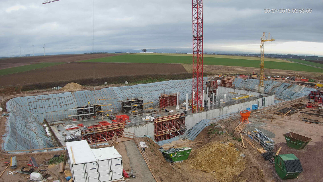 Ebersheim yağmur suyu tutma havuzunun yeni inşaatı Ocak 2018