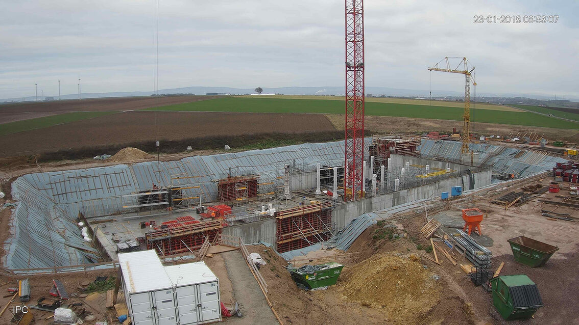 Ebersheim yağmur suyu tutma havuzunun yeni inşaatı Ocak 2018