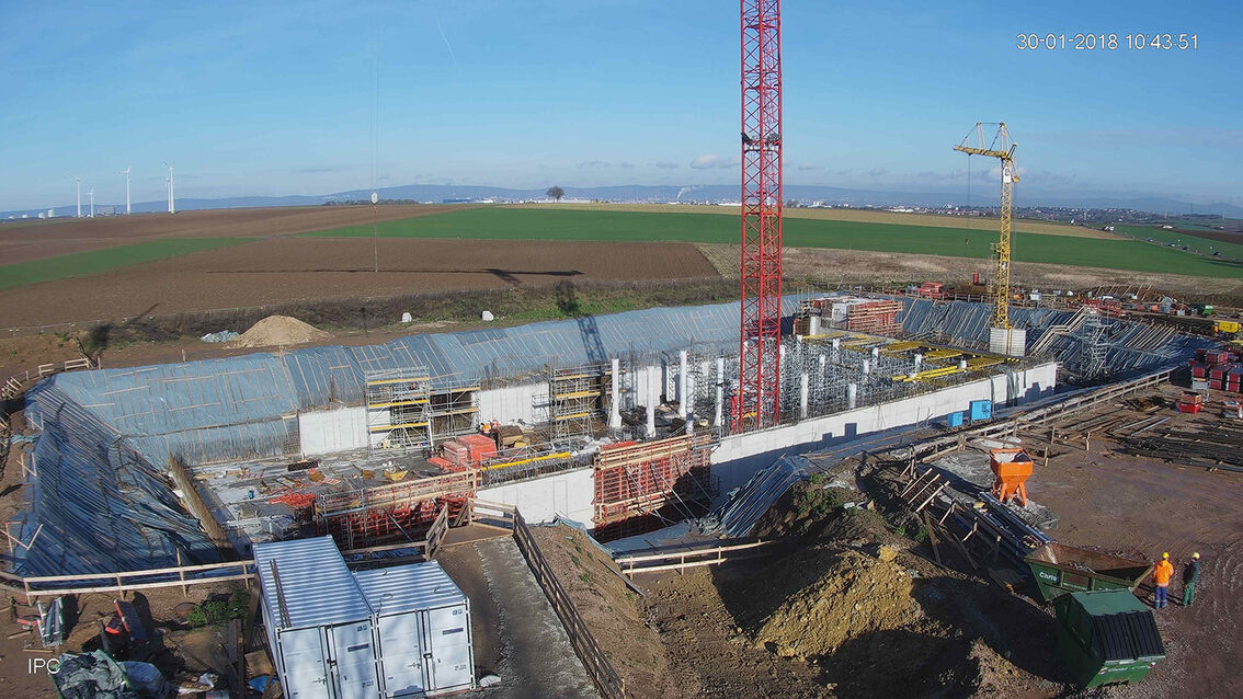 Ebersheim yağmur suyu tutma havuzunun yeni inşaatı Ocak 2018