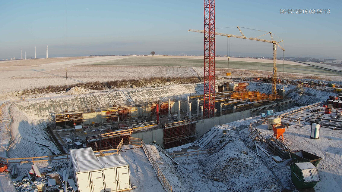 Ebersheim yağmur suyu tutma havuzunun yeni inşaatı Şubat 2018