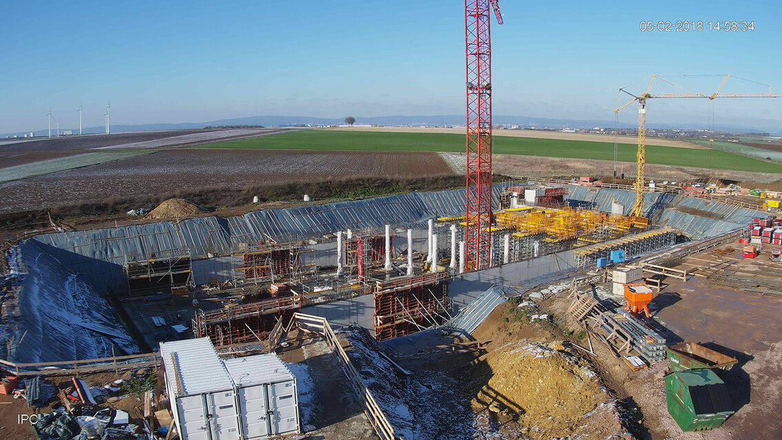 Ebersheim yağmur suyu tutma havuzunun yeni inşaatı Şubat 2018