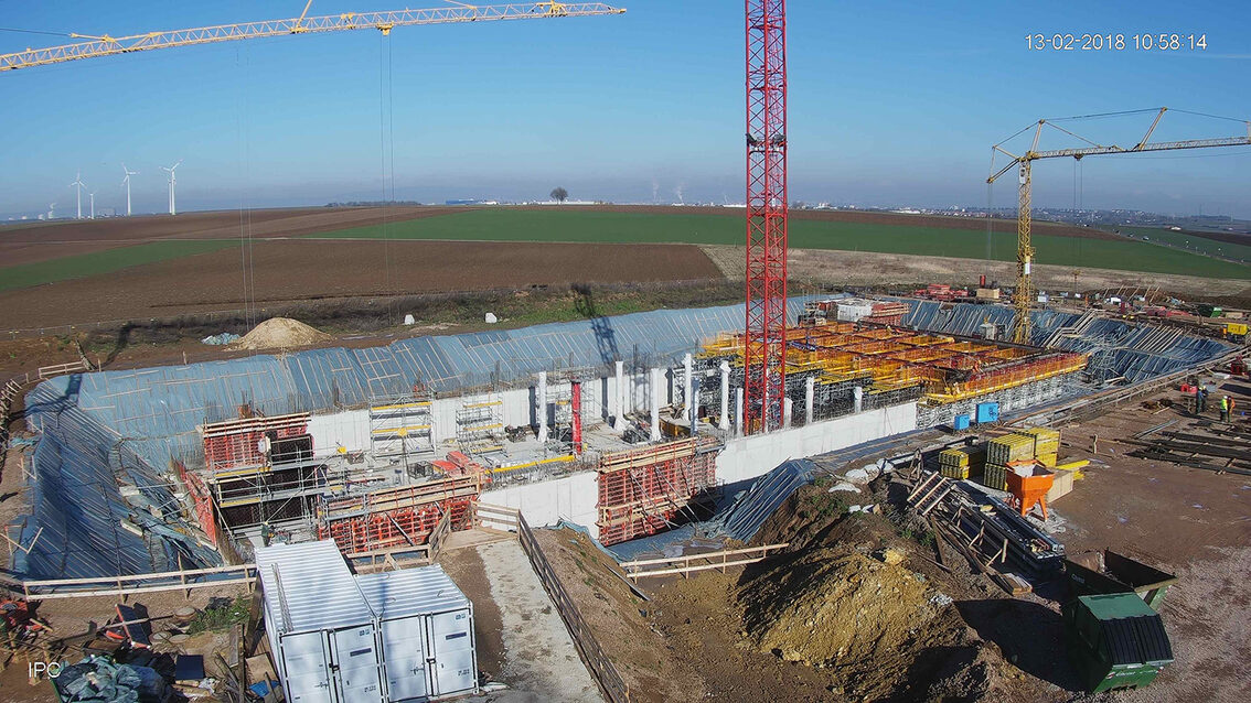 Ebersheim yağmur suyu tutma havuzunun yeni inşaatı Şubat 2018