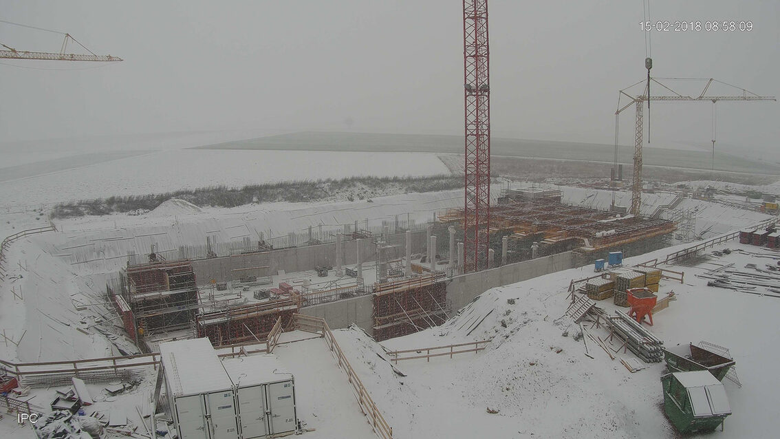 Ebersheim yağmur suyu tutma havuzunun yeni inşaatı Şubat 2018