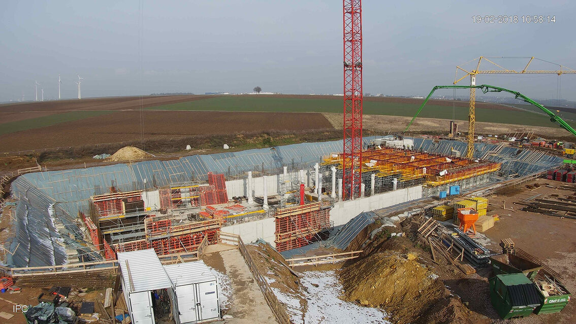 Ebersheim yağmur suyu tutma havuzunun yeni inşaatı Şubat 2018