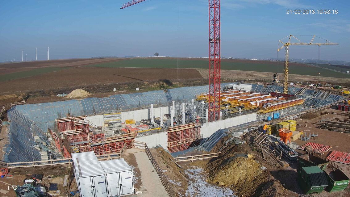 Ebersheim yağmur suyu tutma havuzunun yeni inşaatı Şubat 2018