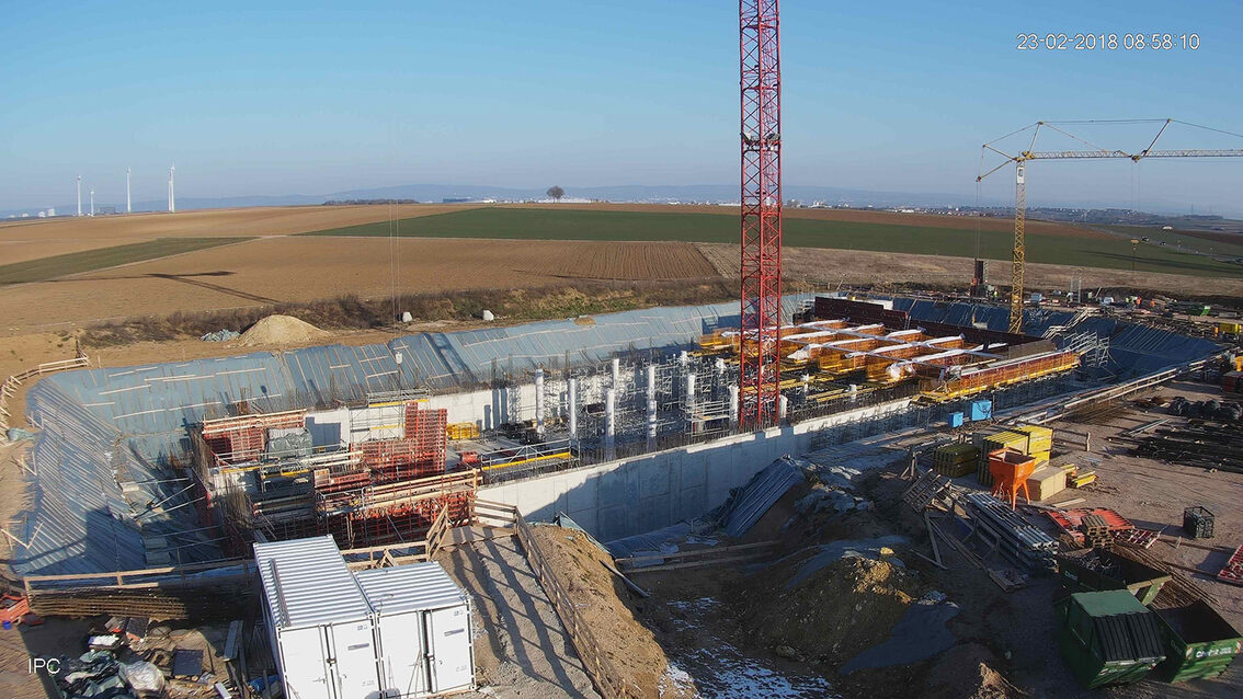 Ebersheim yağmur suyu tutma havuzunun yeni inşaatı Şubat 2018