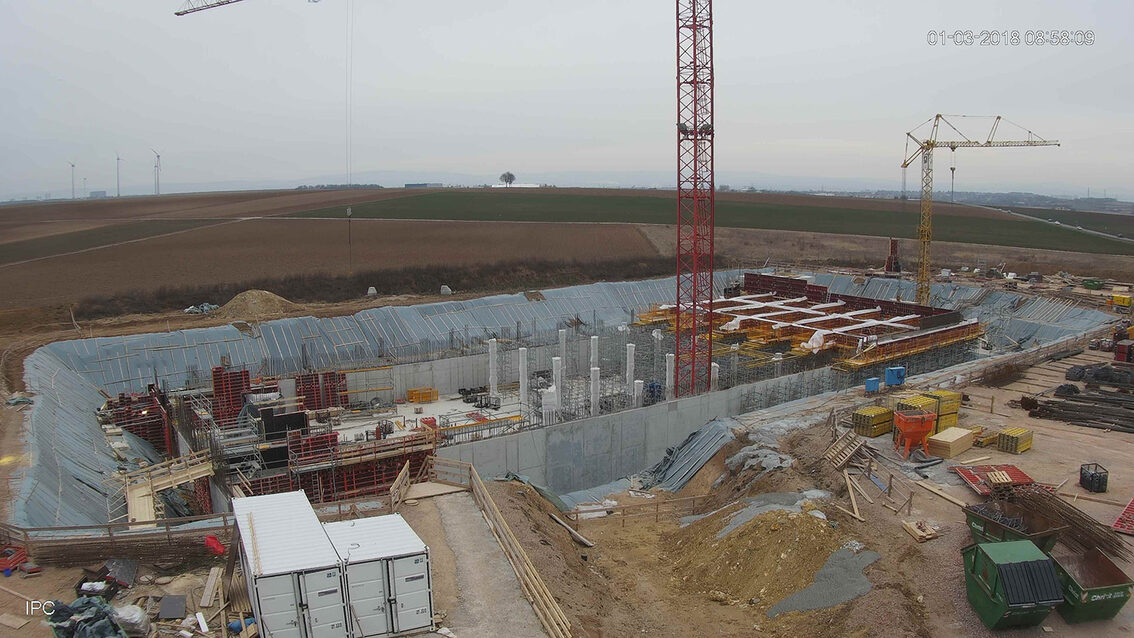 Yağmur suyu tutma havuzunun yeni inşaatı Ebersheim Mart 2018