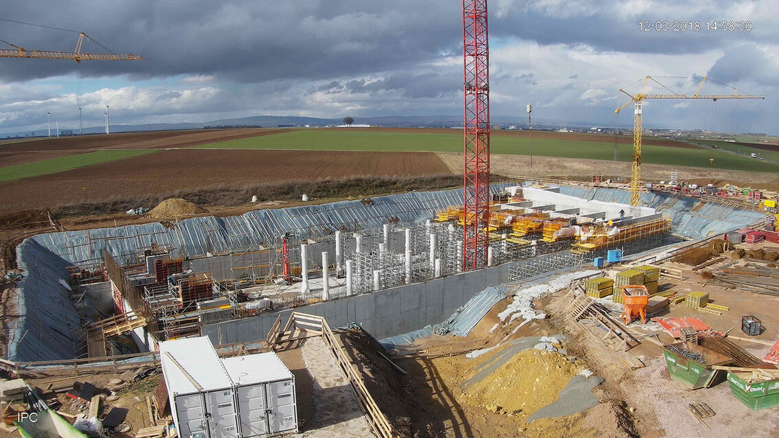 Yağmur suyu tutma havuzunun yeni inşaatı Ebersheim Mart 2018