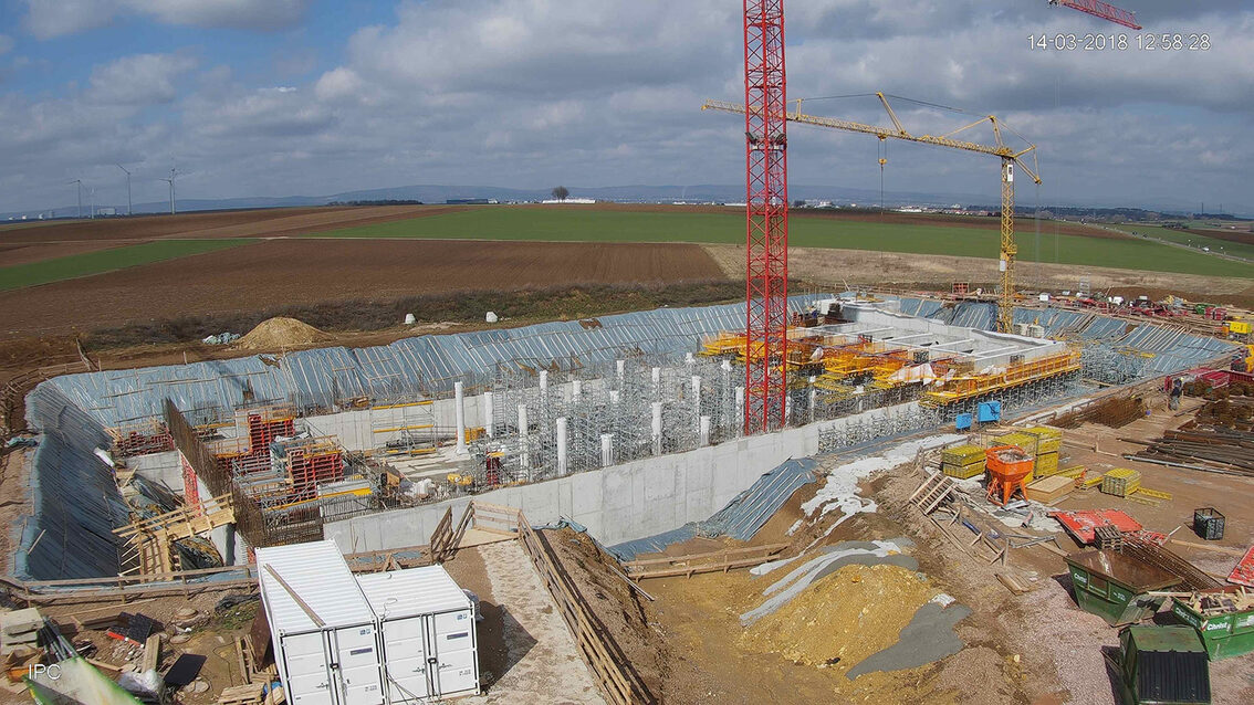 Yağmur suyu tutma havuzunun yeni inşaatı Ebersheim Mart 2018