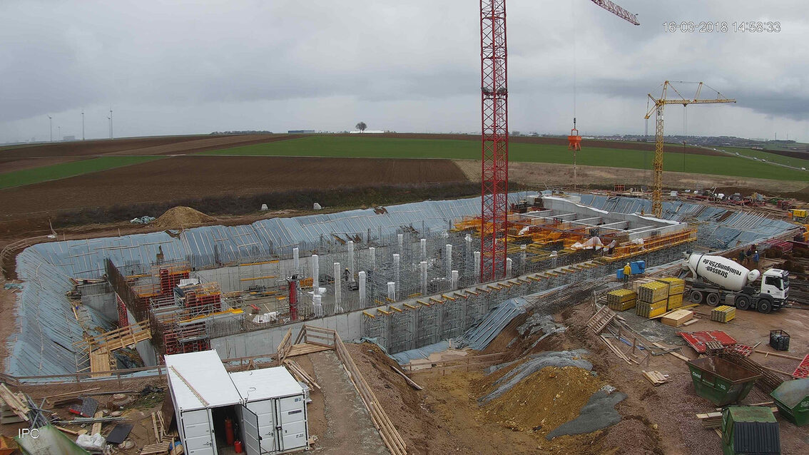 Yağmur suyu tutma havuzunun yeni inşaatı Ebersheim Mart 2018