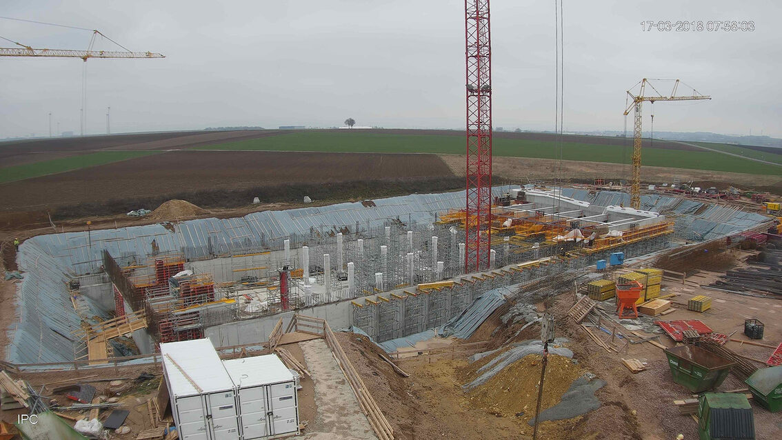 Yağmur suyu tutma havuzunun yeni inşaatı Ebersheim Mart 2018