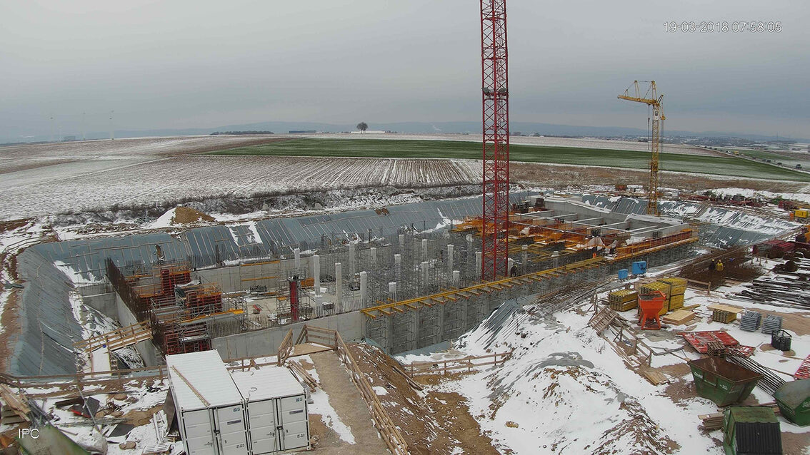 Yağmur suyu tutma havuzunun yeni inşaatı Ebersheim Mart 2018