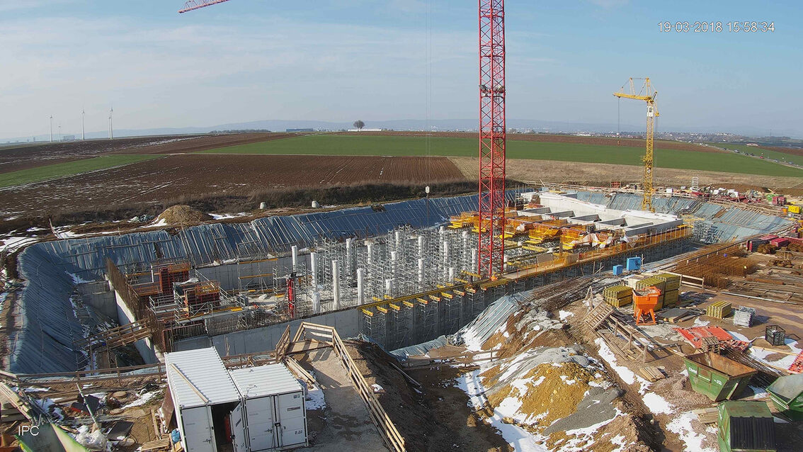 Yağmur suyu tutma havuzunun yeni inşaatı Ebersheim Mart 2018