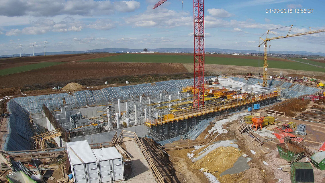 Yağmur suyu tutma havuzunun yeni inşaatı Ebersheim Mart 2018