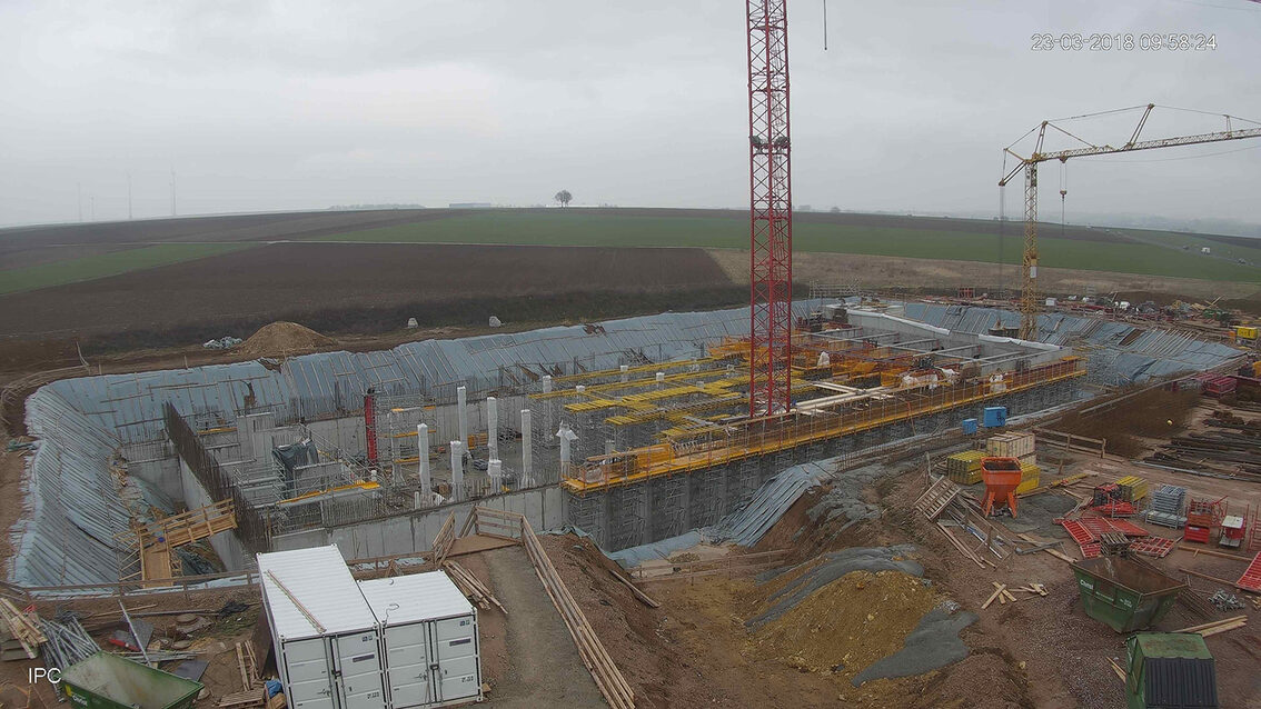 Yağmur suyu tutma havuzunun yeni inşaatı Ebersheim Mart 2018