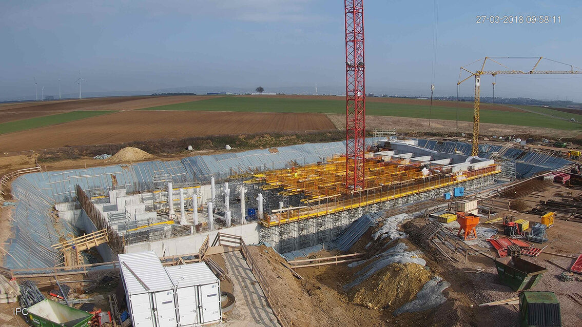 Yağmur suyu tutma havuzunun yeni inşaatı Ebersheim Mart 2018