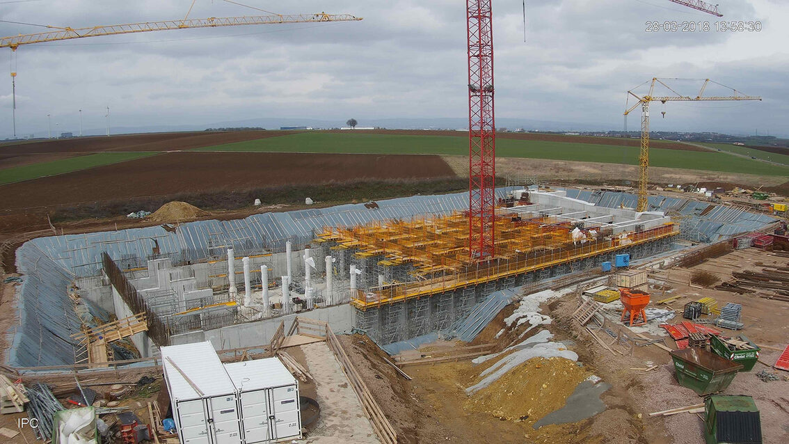 Yağmur suyu tutma havuzunun yeni inşaatı Ebersheim Mart 2018