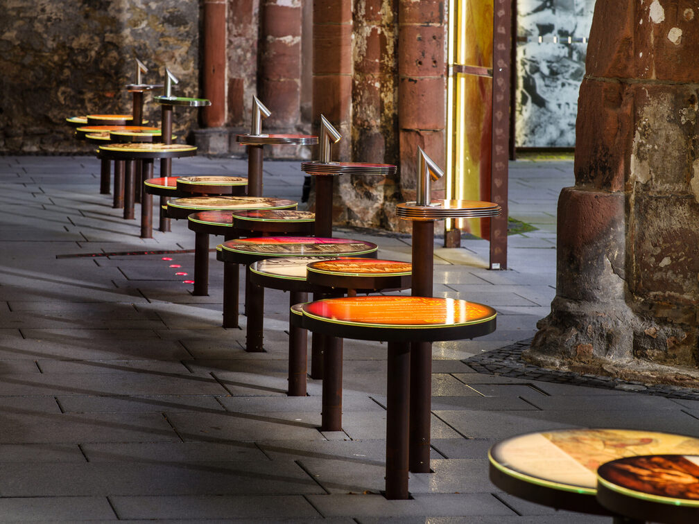 St. Christoph memorial, illuminated information boards