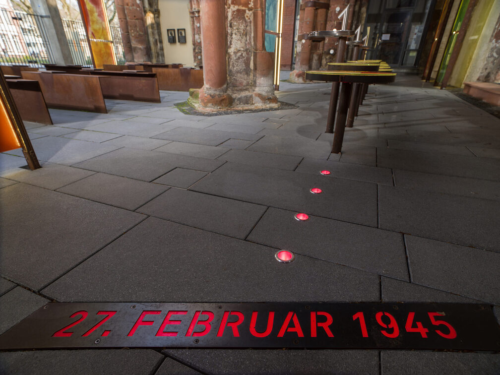 Inscription on the floor inside the St. Christoph memorial