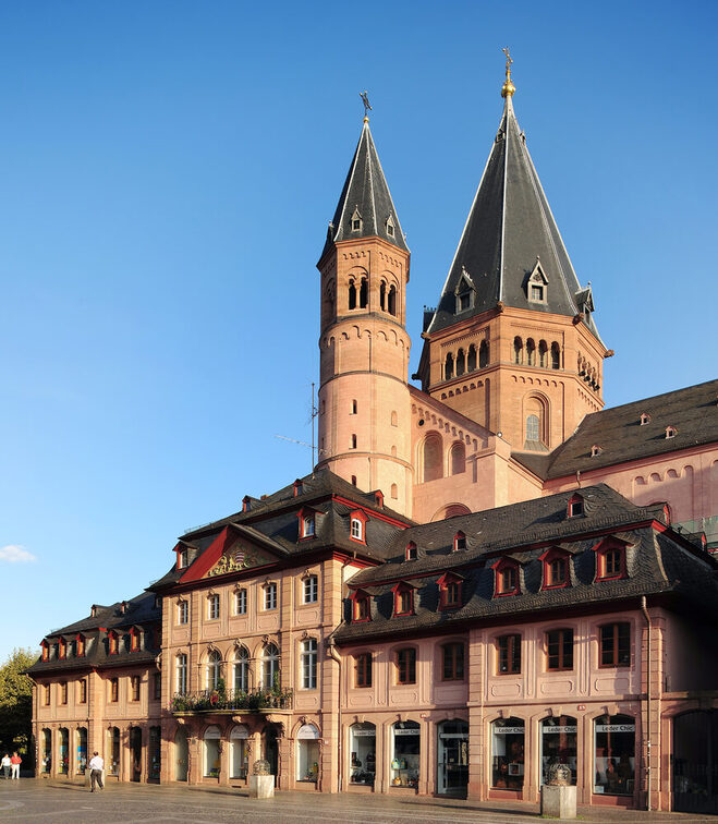 Cathedral houses in front of the east tower