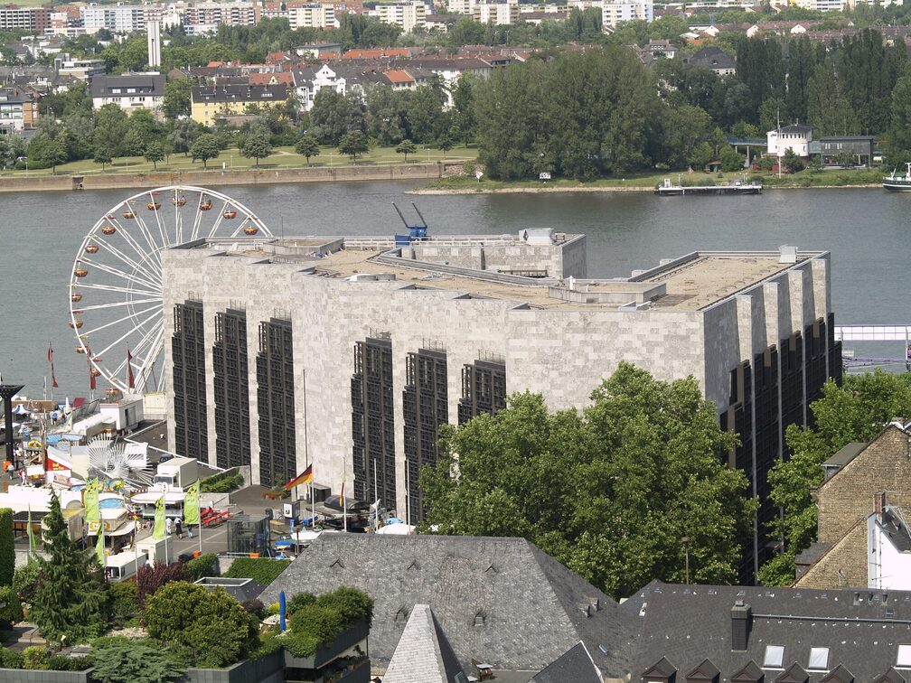Town hall from above, Ferris wheel in the background