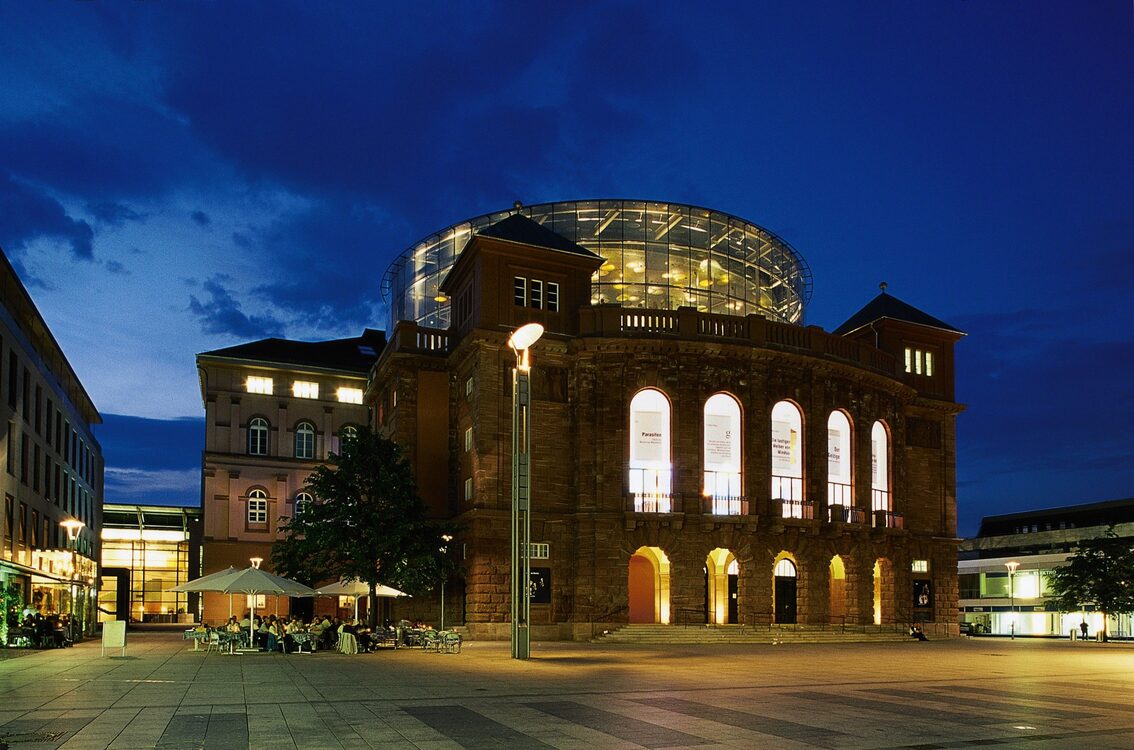Mainz State Theater in the evening