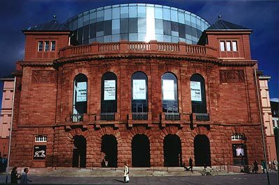 The theater after the renovation with the new glass cylinder