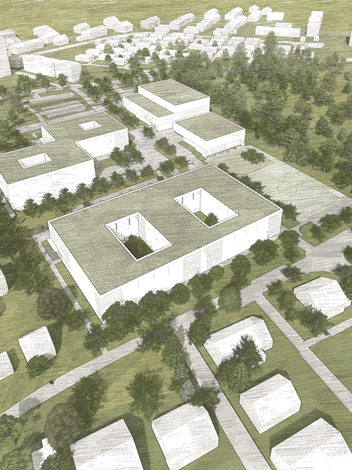 Zeichnung des neuen Gymnasium Mombach