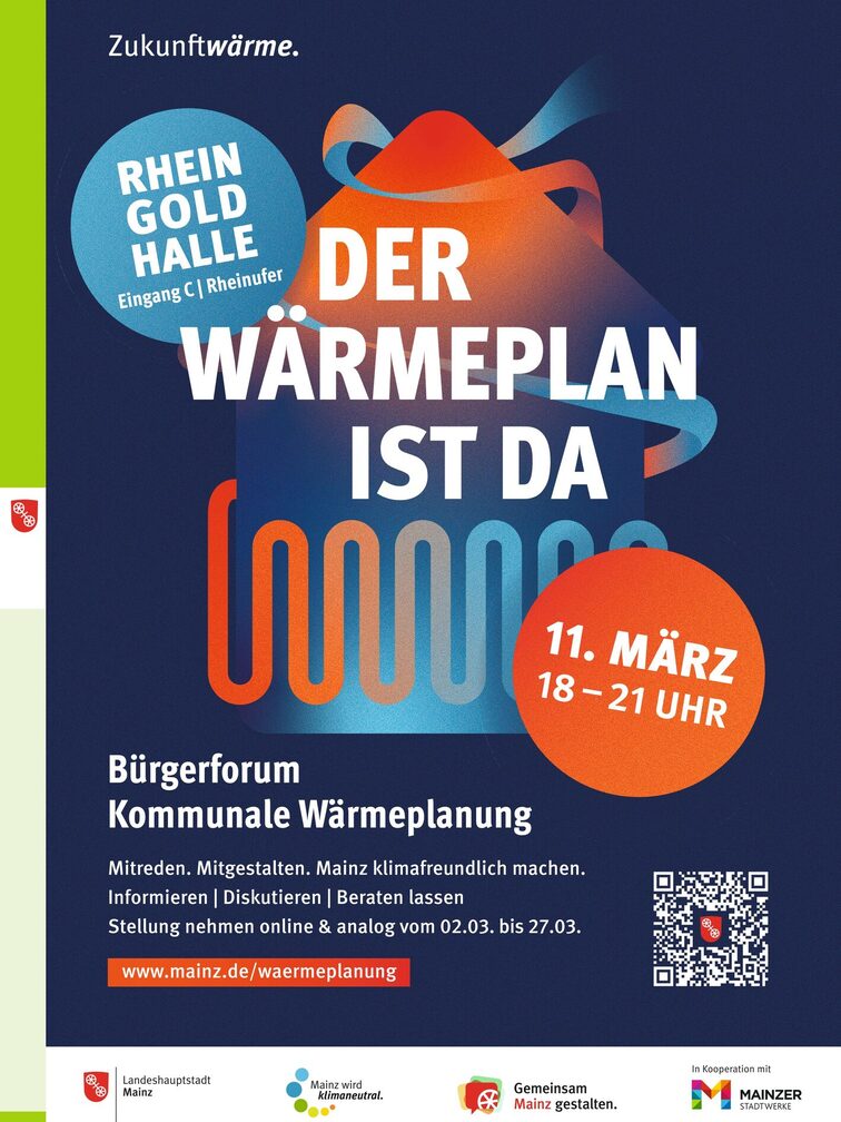 Plakat mit Titel "Der Wärmeplan ist da"