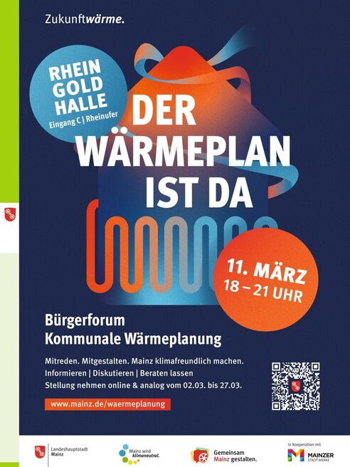 Plakat mit Titel "Der Wärmeplan ist da"