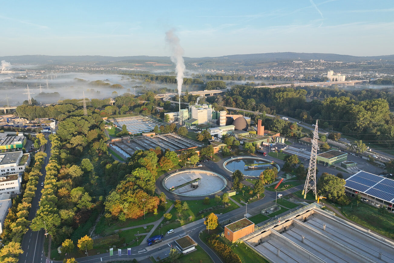 Aerial view of the central sewage treatment plant