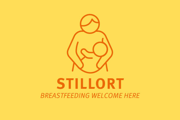 Logo mit einer stillenden Zeichenfigur